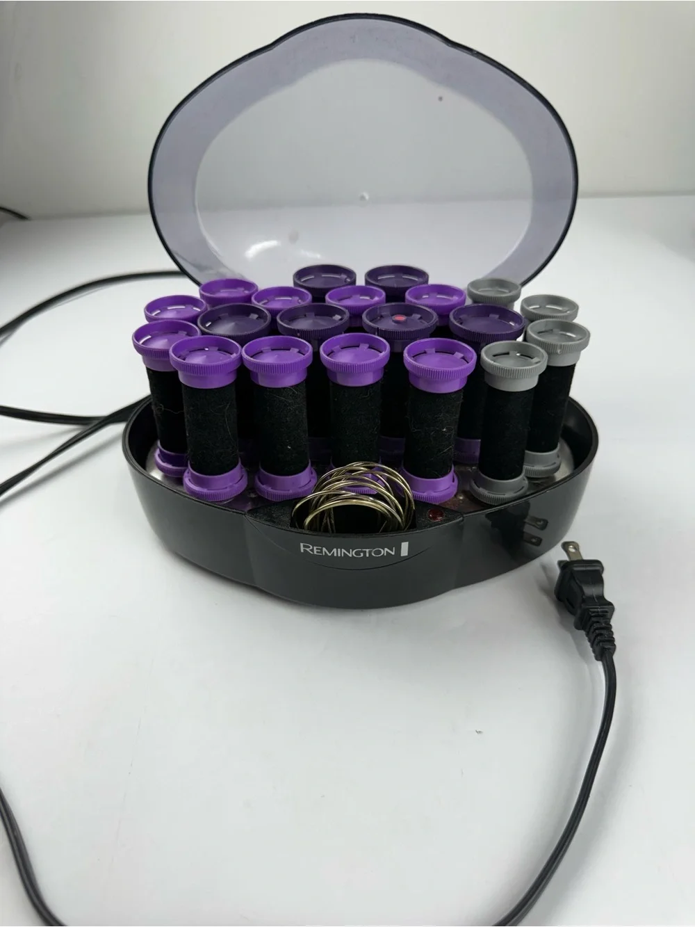 Remington Velvet Flocked Hot Rollers Model KF-201 With 11 Clips Pageant Cheer